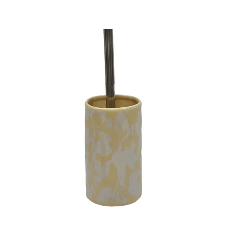 ODM Creamy Yellow Matte Glazed Decaled Floral Stoneware Bathroom 4 - Piece Set Factory, Companies