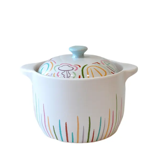 Wholesale Playful Hand-Painted Colorful Striped Lidded Ceramic Casserole Manufacturers, Suppliers