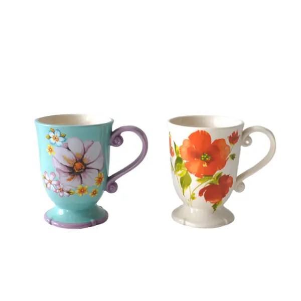 Discount Hand - Painted Floral Pedestal Ceramic Mug Set Suppliers, Product