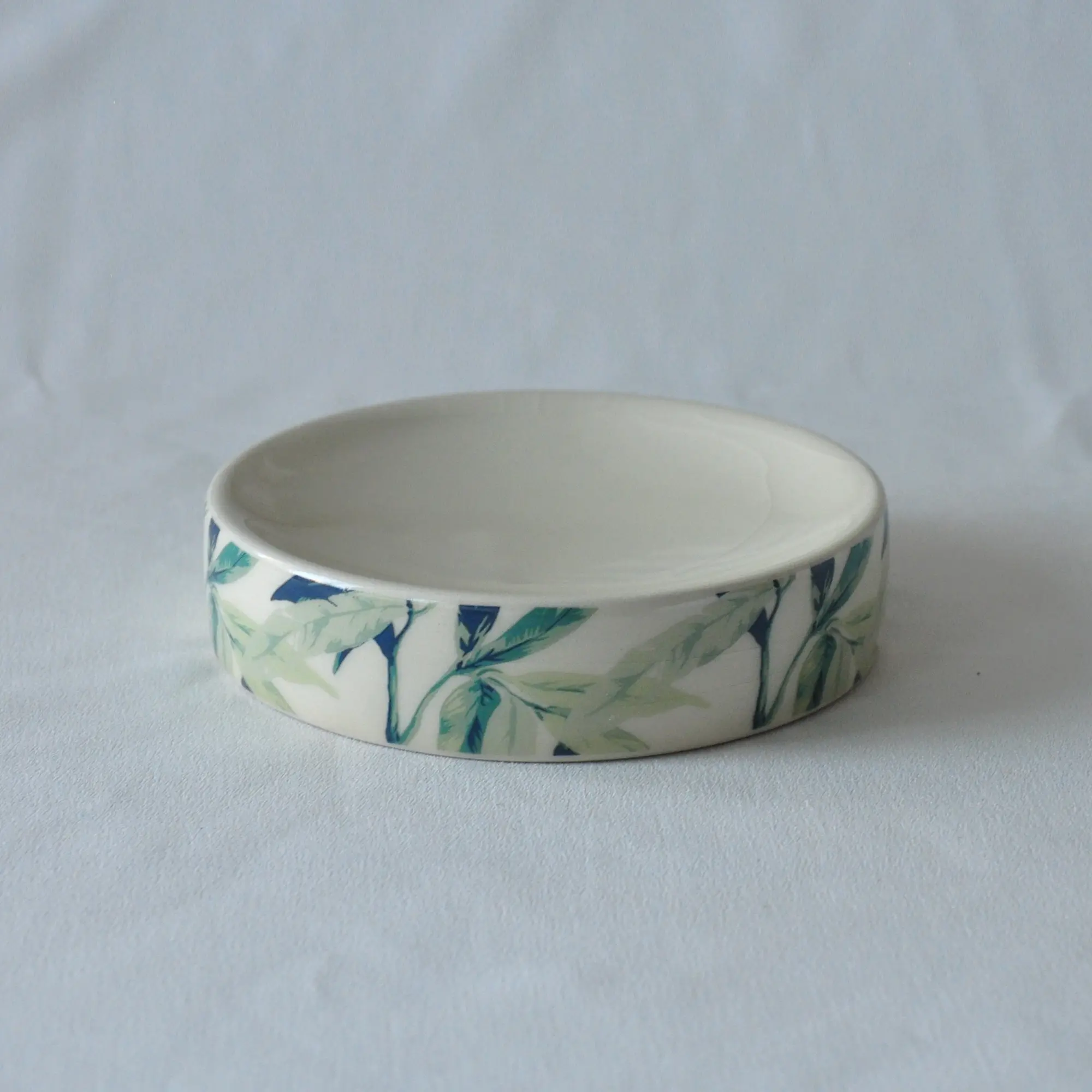 ODM Fresh Blue Green Bamboo Leaf Printed Ceramic Bathroom Set Supplier, Product