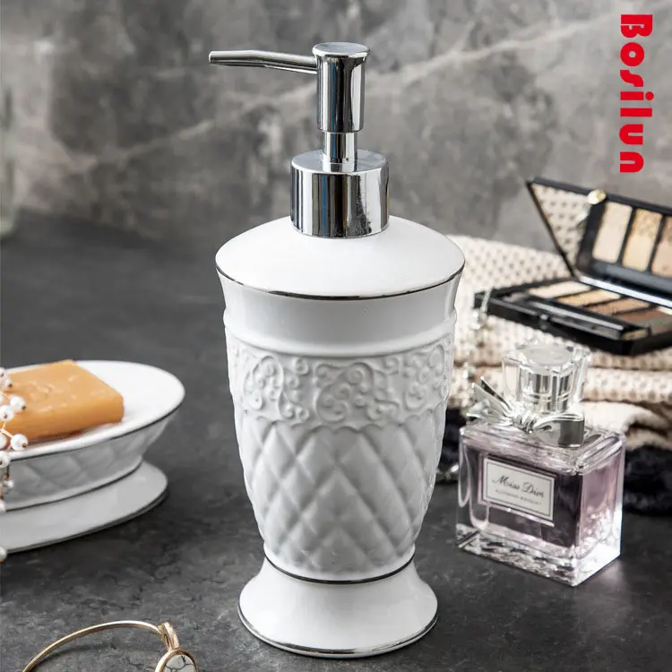 Buy White Embossed European Luxury Ceramic Bathroom 4-Piece Set Factories, Company