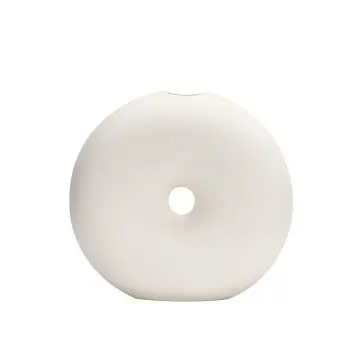 Minimalist INS-Style Donut Hollow Ceramic Vase 2-Piece Set Pure White