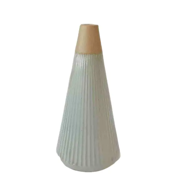 Discount Nordic Minimalist Two - Tone Ribbed Stoneware Vase Manufacturer, Factories