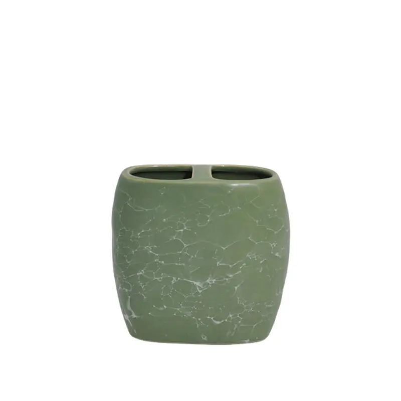 OEM Matte Light Green Crackle Glaze Stoneware Bathroom 4 - Piece Set Suppliers, Companies