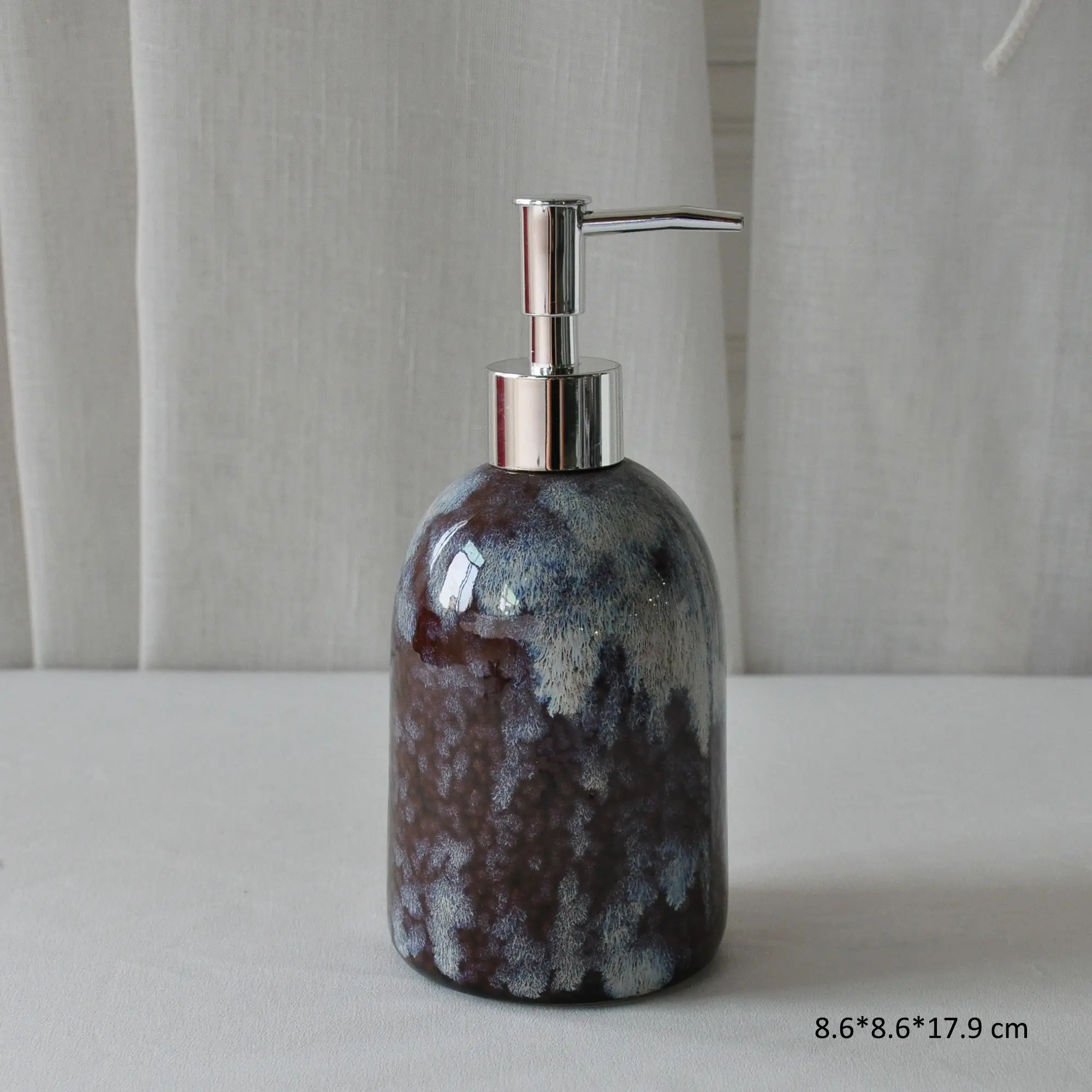 OEM Wabi-Sabi Deep Brown Kiln-Change Splatter Stoneware Bathroom Accessory Set Product, Products