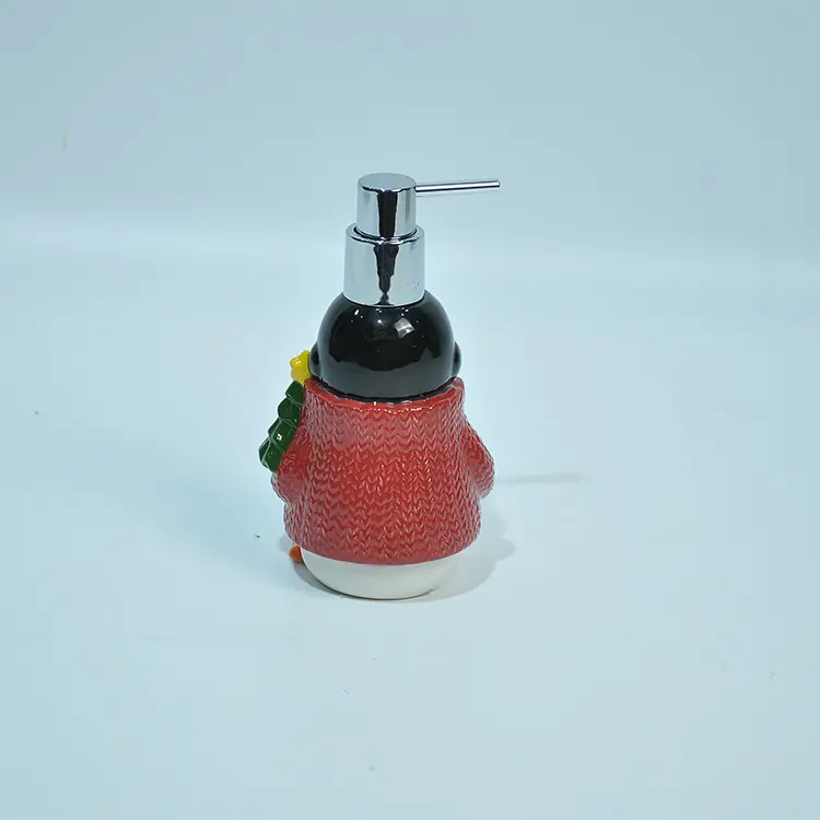 jiashun Christmas Penguin in Red Sweater Holding Tree Dolomite Lotion Dispenser Companies, Products