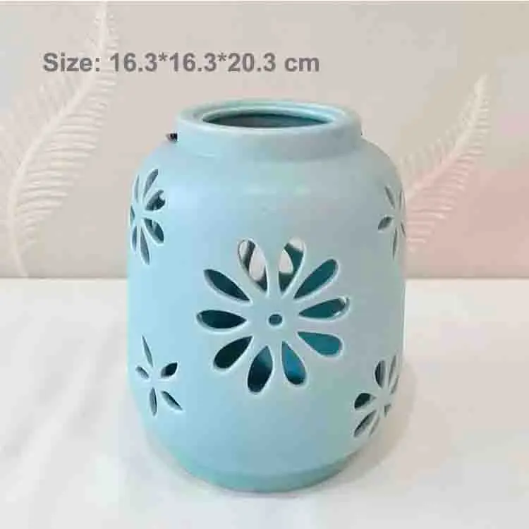 Light Blue Ceramic Candle Holder Large