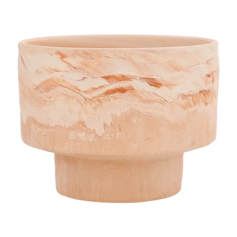 ODM Wabi-Sabi Light Brown Marble Texture Pedestal Ceramic Planter Manufacturers, Exporters