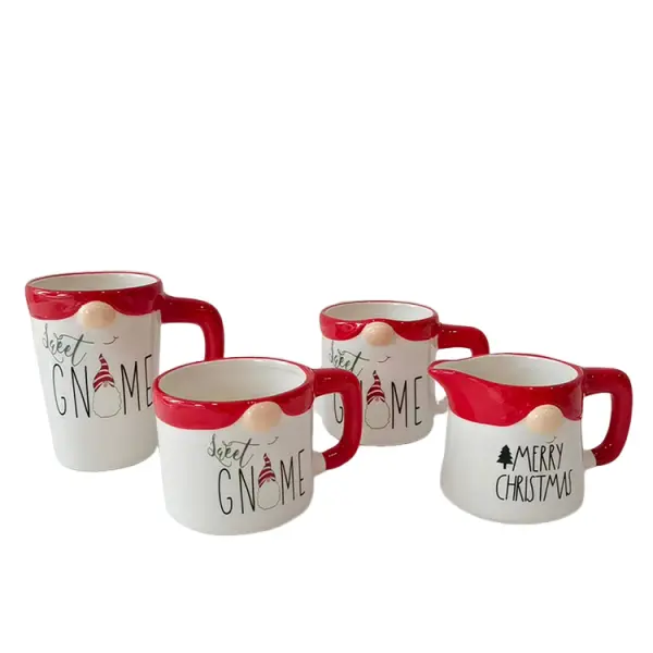 Custom Christmas Gnome - Patterned Ceramic Mug Set with “MERRY CHRISTMAS” Print Company, Companies