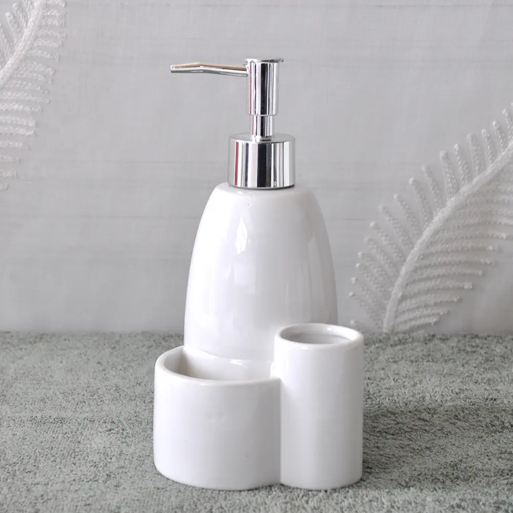 ODM White Ceramic Integrated Streamline Bathroom Organizer Exporters, Product