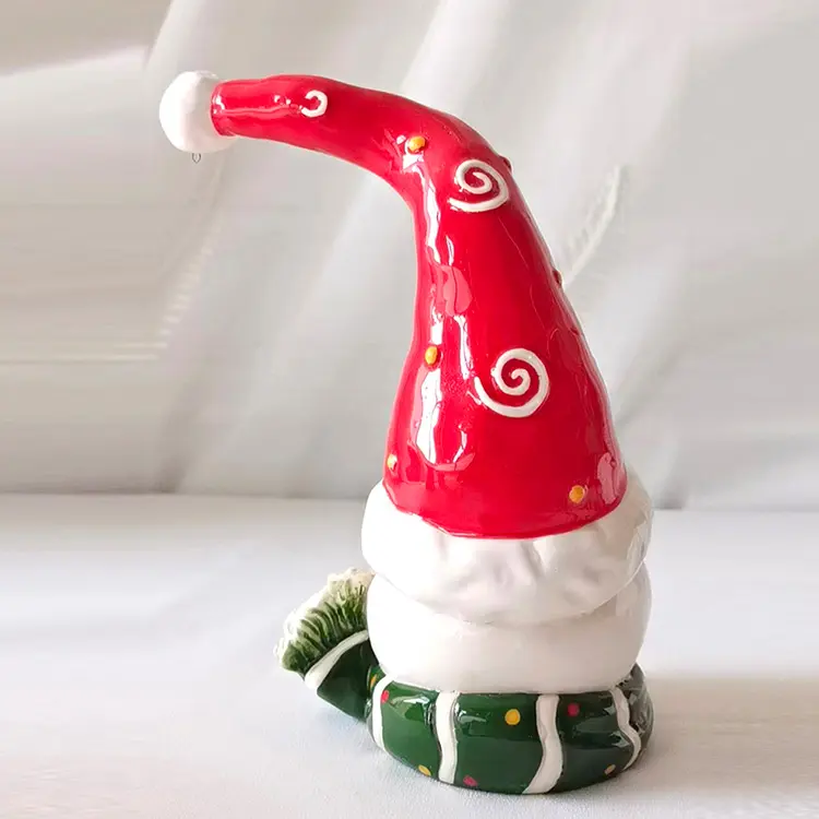 jiashun Christmas Curved - Hat Snowman Gnome Dolomite Ceramic Figurine Supplier, Factories
