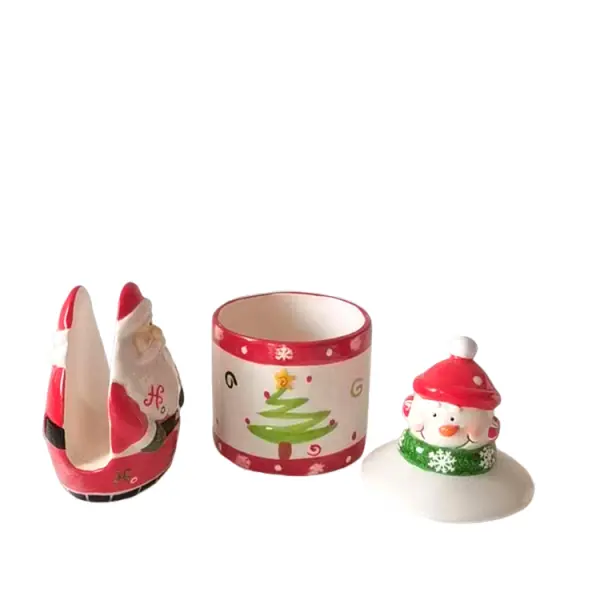 ODM Christmas - Themed Dolomite Set: Santa - Shaped Towel Rail & Snowman - Tree Sugar Jar Companies, Product