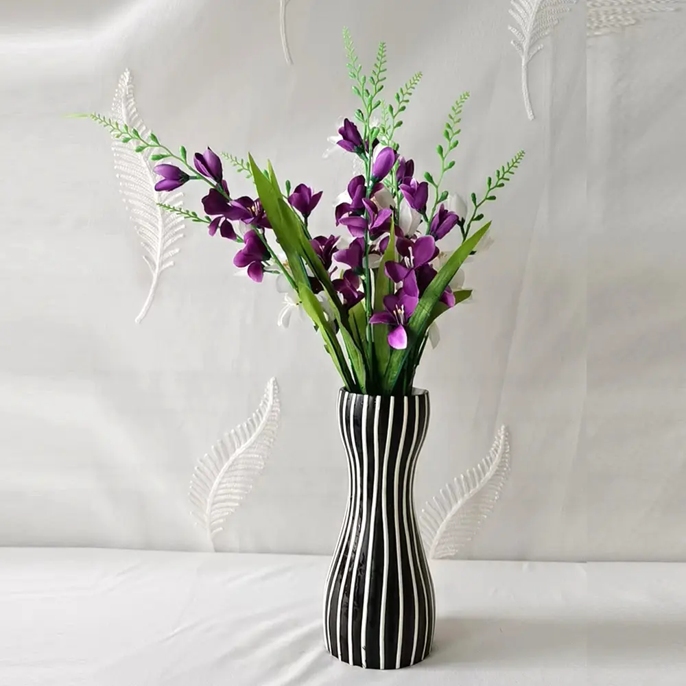 Buy Modern Art Black White Striped Waist-Shaped Ceramic Vase Set Exporter, Companies