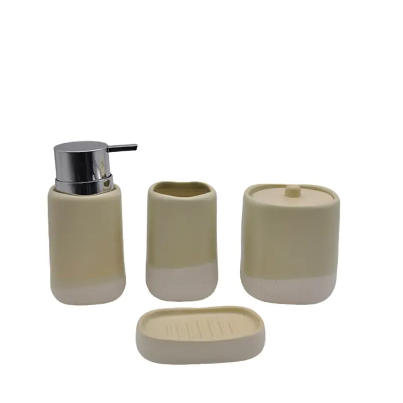 jiashun Yellow and White Gradient Stoneware Bathroom Four-Piece Set Manufacturers, Product