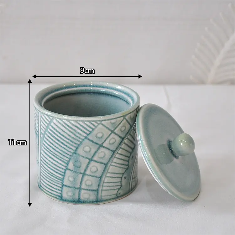 Textured Ceramic Cotton Jar