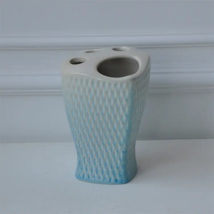Wholesale Modern Minimalist Blue - White Textured Ceramic Bathroom Accessory Set Factories, Exporter