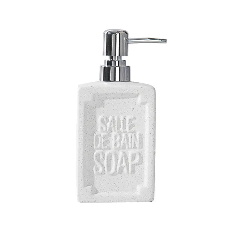 Discount Stone Texture Embossed Letter Ceramic Lotion Dispenser Supplier, Factories