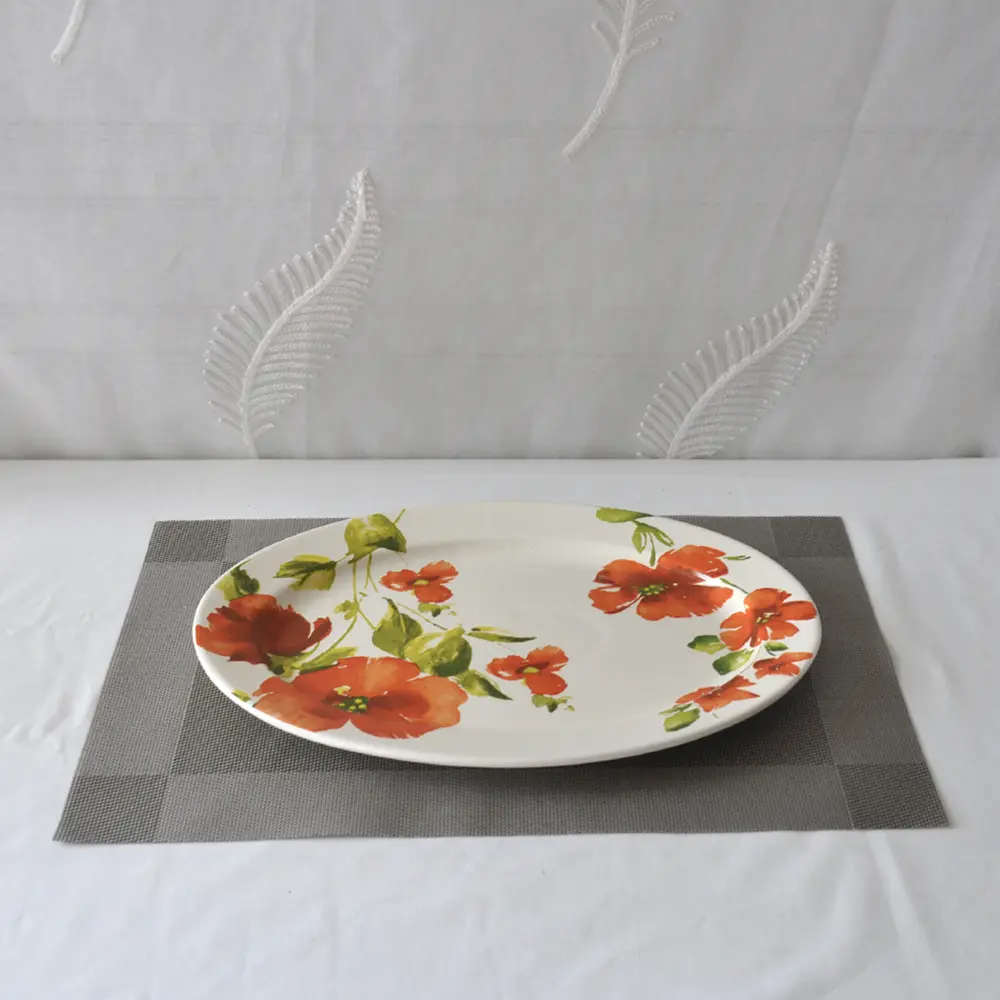Wholesale Watercolor Red Floral Oval Ceramic Platter Factory, Exporter