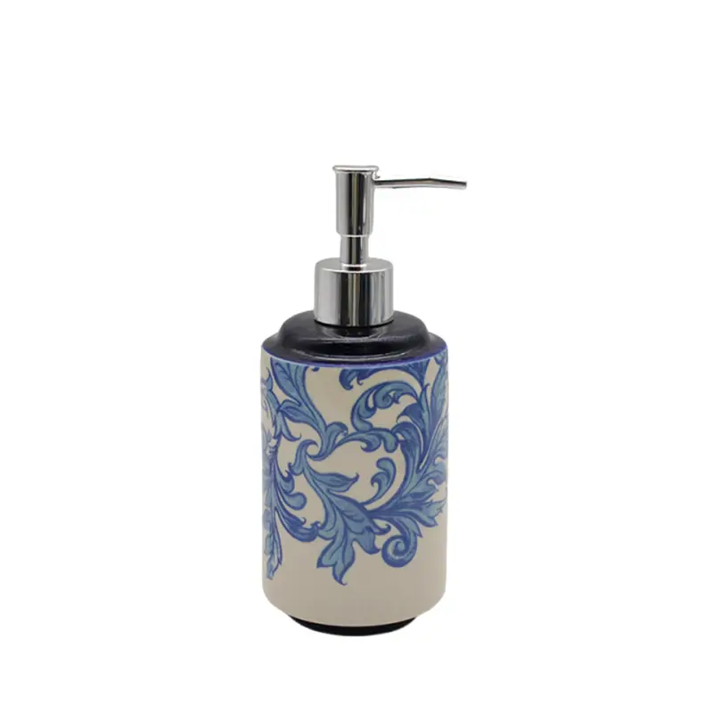 ODM Blue - White Scroll Pattern Stoneware Bathroom 5 - Piece Set Product, Products