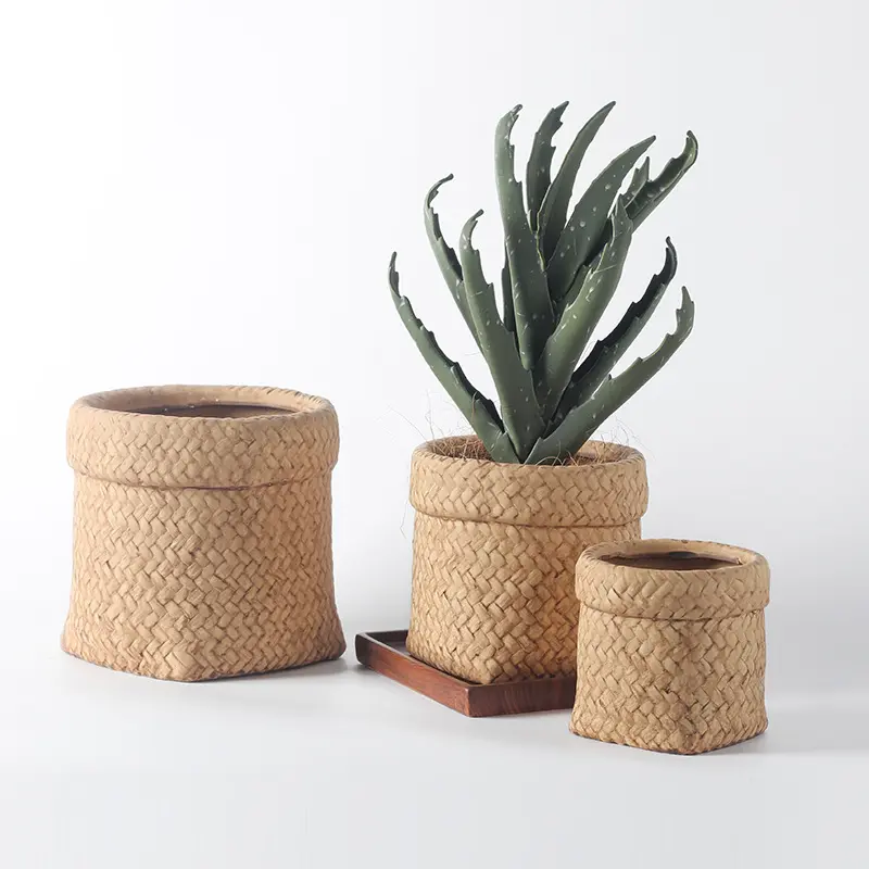 Wholesale Bohemian Rattan Texture Cement Planter Supplier, Companies