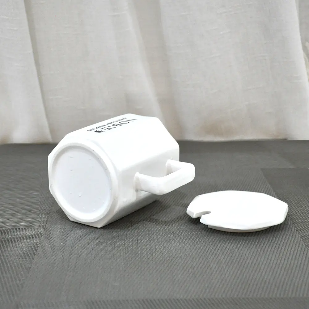 ODM Minimalist Octagonal Ceramic Mug with Lid and Spoon Factories, Exporters