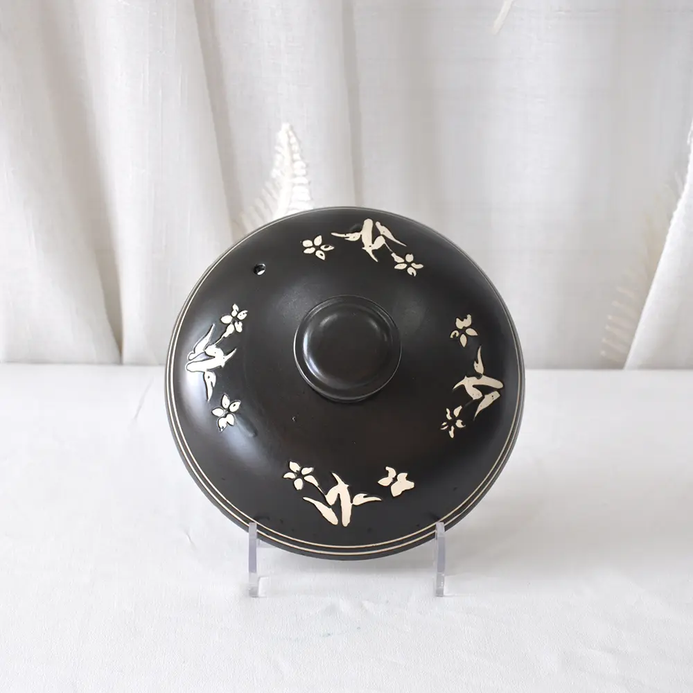 Cheap Black Ceramic Casserole with Golden Floral Patterns Supplier, Exporters