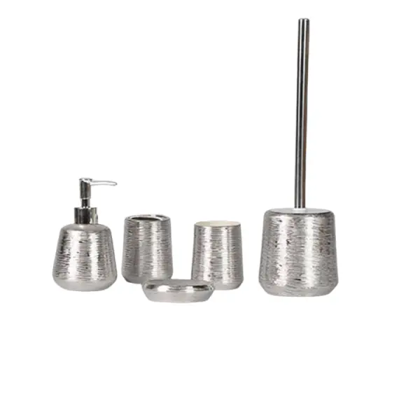 OEM Luxury - Style Silver - Textured Ceramic Bathroom Set Supplier, Exporters