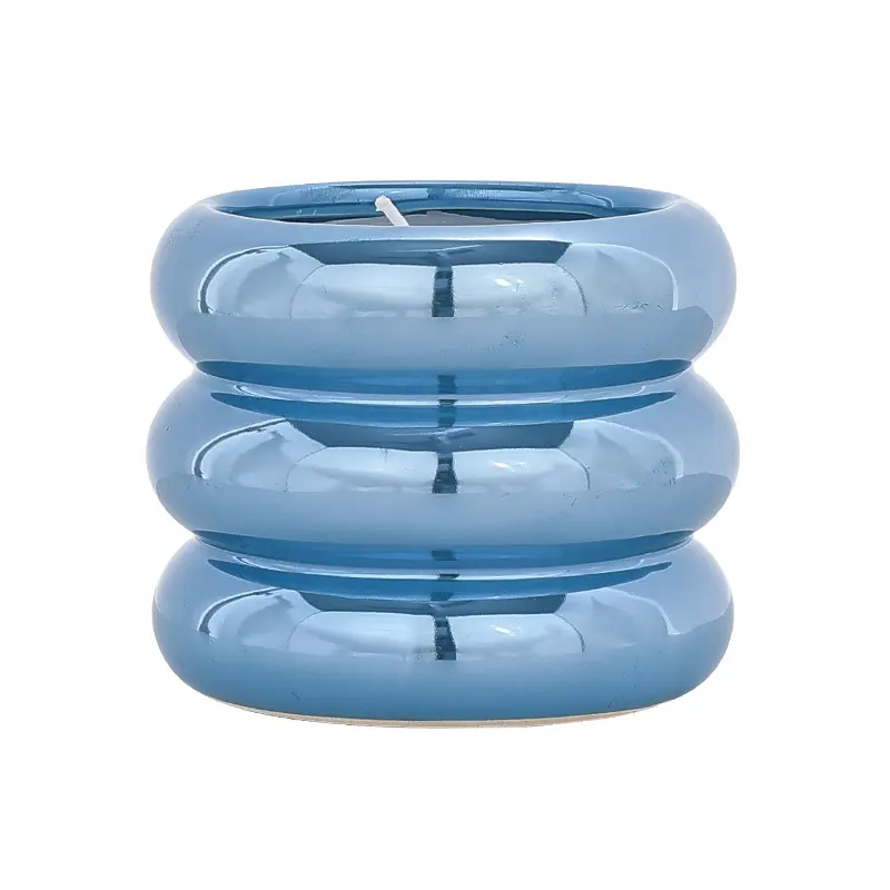 ODM Retro Stacked Ring Glossy Colorful Ceramic Candle Holder Manufacturer, Supplier