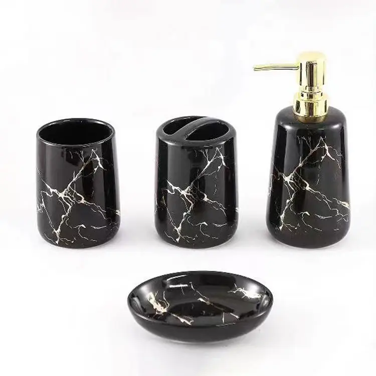 Discount Emerald Green Marble-Pattern Ceramic Bathroom 4-Piece Set Manufacturer, Products