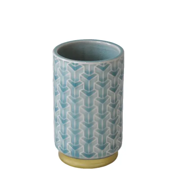 OEM Teal Geometric Arrow - Patterned Ceramic Bathroom 6 - Piece Set Supplier, Product