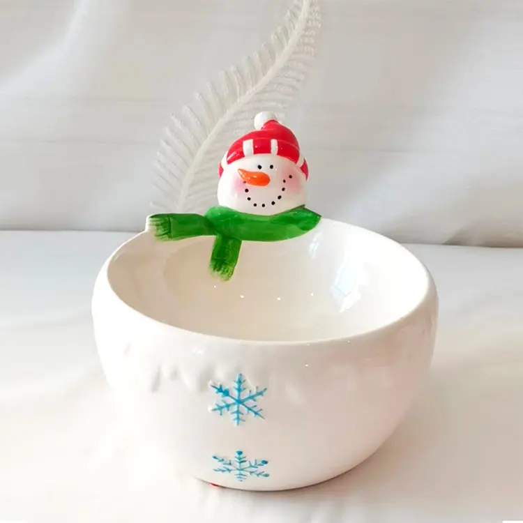 China Christmas 3D Snowman & Santa Dolomite Ceramic Candy Bowl Companies, Product