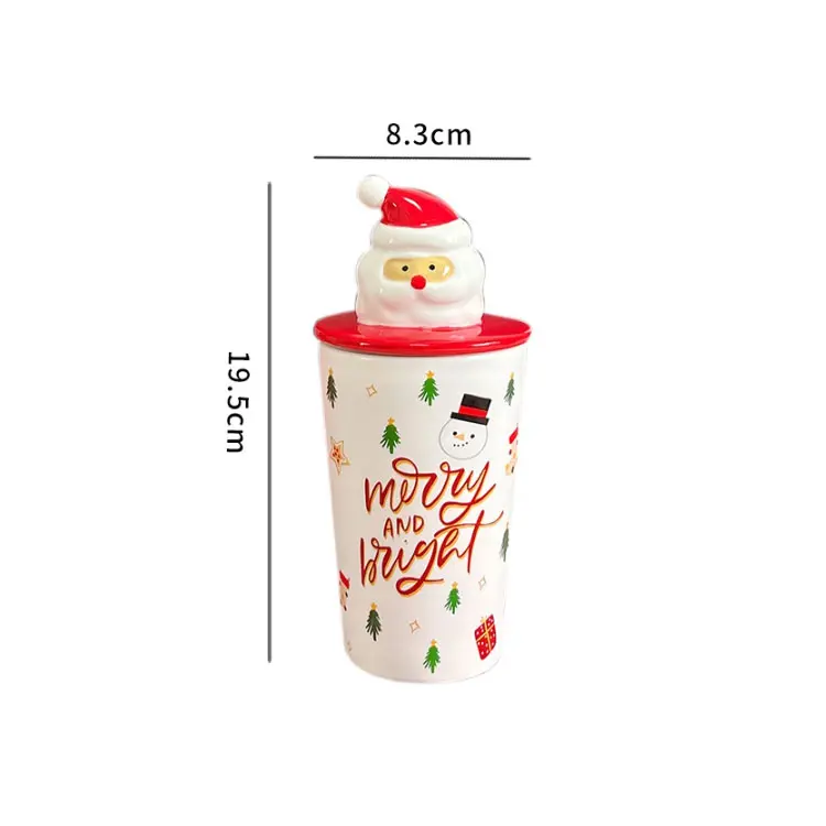 Christmas-Themed Santa Claus Lid Ceramic Mug Set