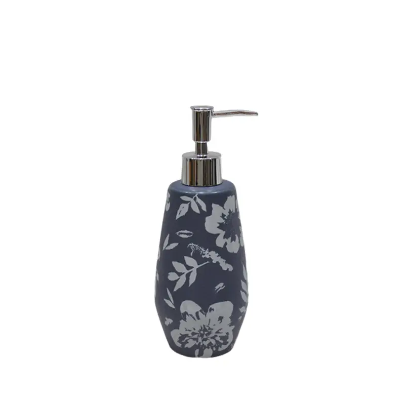 Discount Smoky Gray & White Floral Stoneware Bathroom 5 - Piece Set Factory, Product