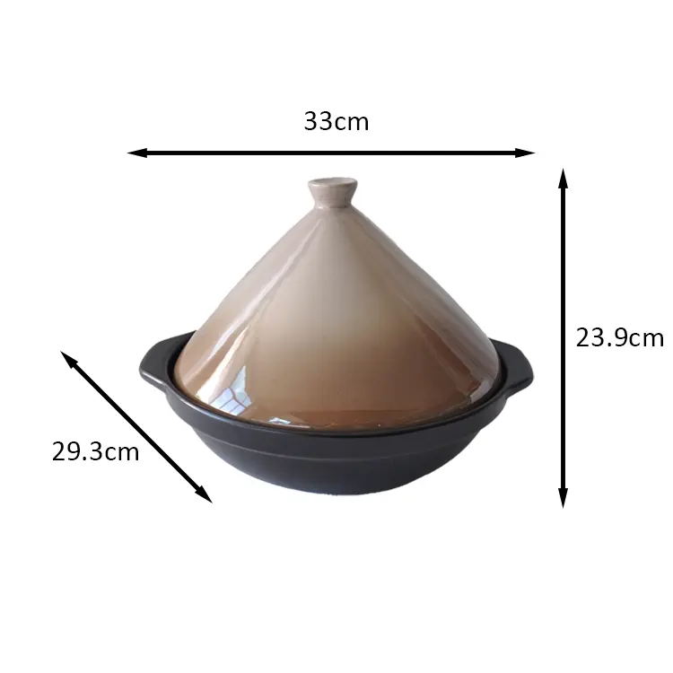 Gradient Brown Black Conical Lid Ceramic Tagine