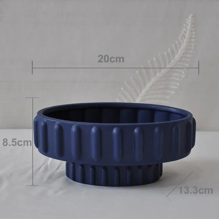 Deep Sea Blue Ceramic Vase Set 3
