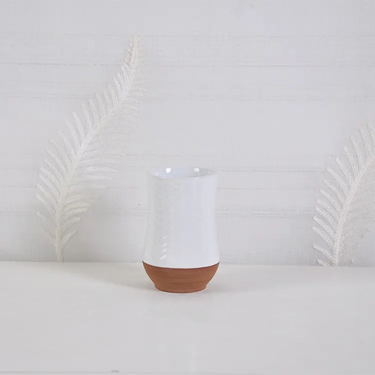 Wholesale Wabi - Sabi Two - Tone White & Brown Herringbone - Textured Ceramic Bathroom Set Supplier, Products