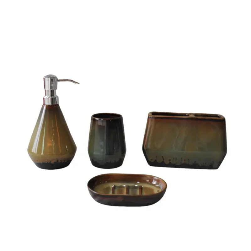 jiashun Modern Geometric Gradient Kiln Fired Stoneware Bathroom Set Factory, Company