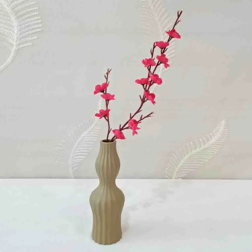 Wholesale Wabi-Sabi Light Brown Vertical Ribbed Gourd-Shaped Stoneware Vase Companies, Product