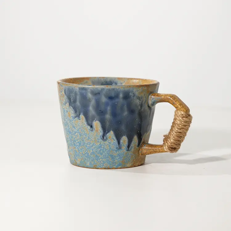 Wholesale Coffee Cups Creative Tea Japanese Coarse Pottery Clay Ceramic Retro Cup Mug Home Cross-border Gifts