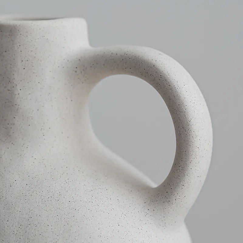 Discount Milky White Speckled Single-Handle Ceramic Vase Factories, Company