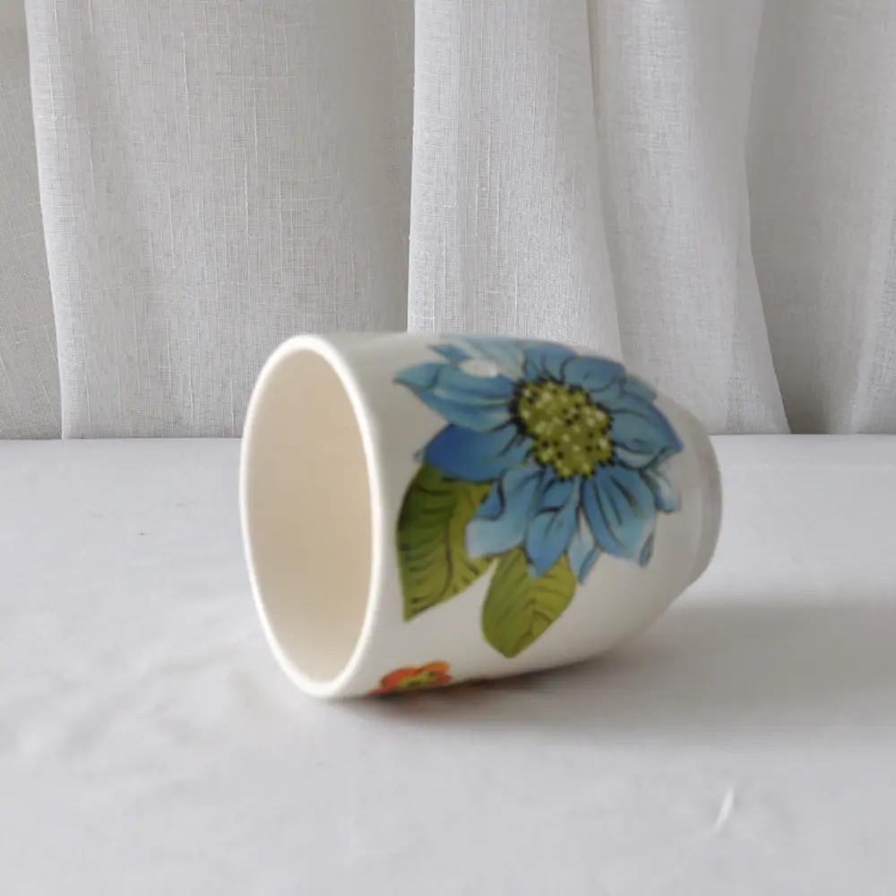 ODM Hand-Painted Blue-Tone Colorful Floral Ceramic Mug Supplier, Company
