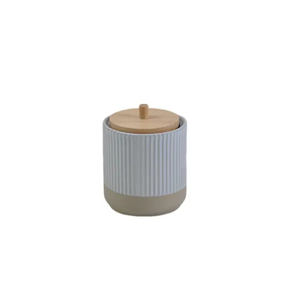 ODM Light Gray & Beige Ribbed - Texture Stoneware Bathroom 6 - Piece Set Manufacturers, Companies