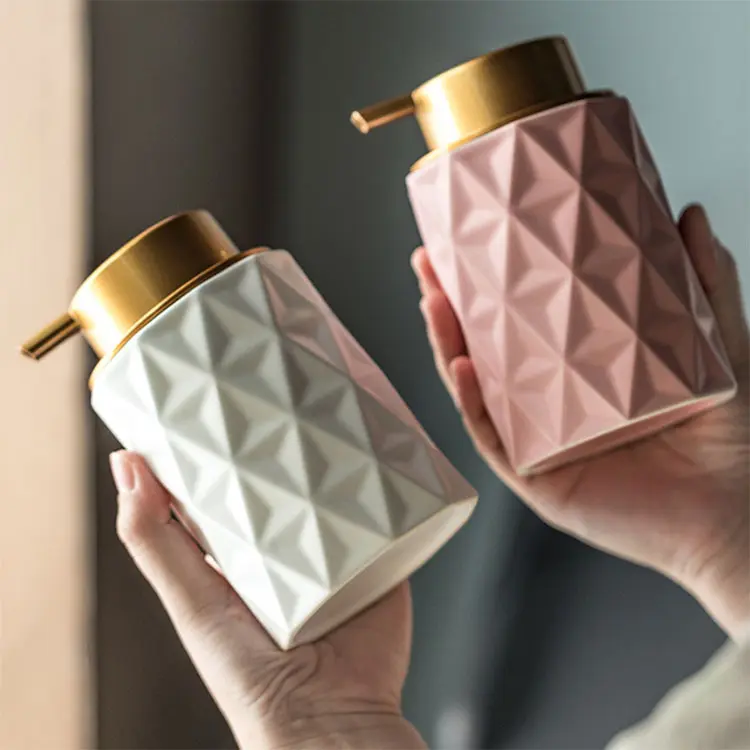 OEM Multicolor Rhombus Embossed Ceramic Soap Dispenser Manufacturer, Product