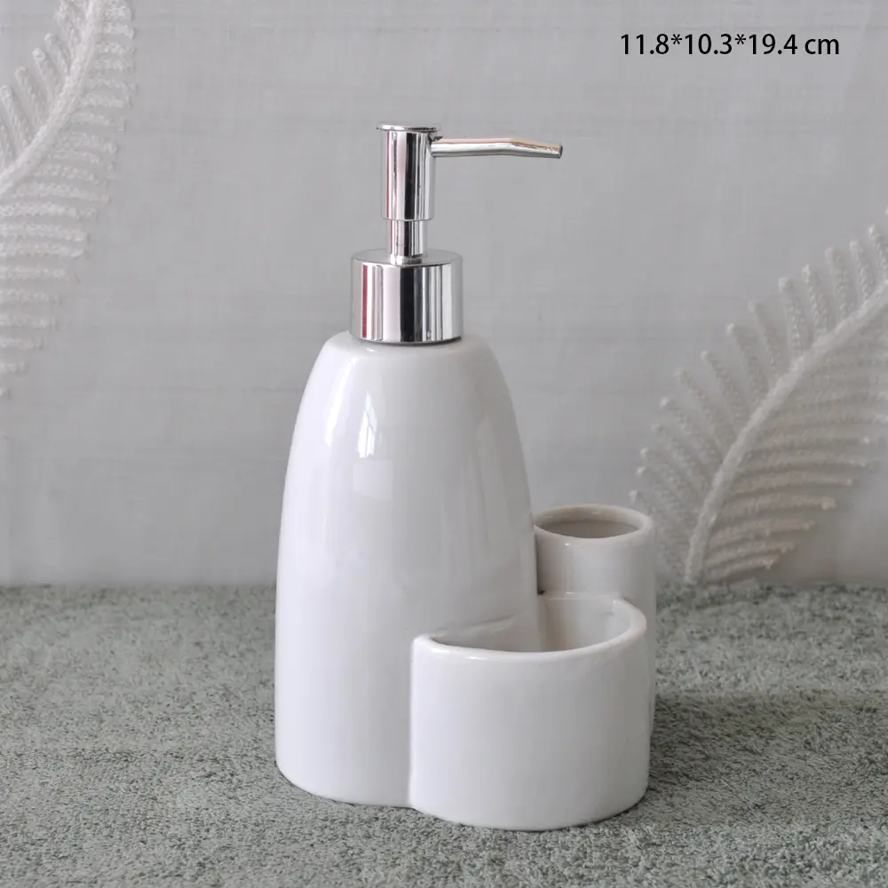 White Ceramic Integrated Bathroom Organizer