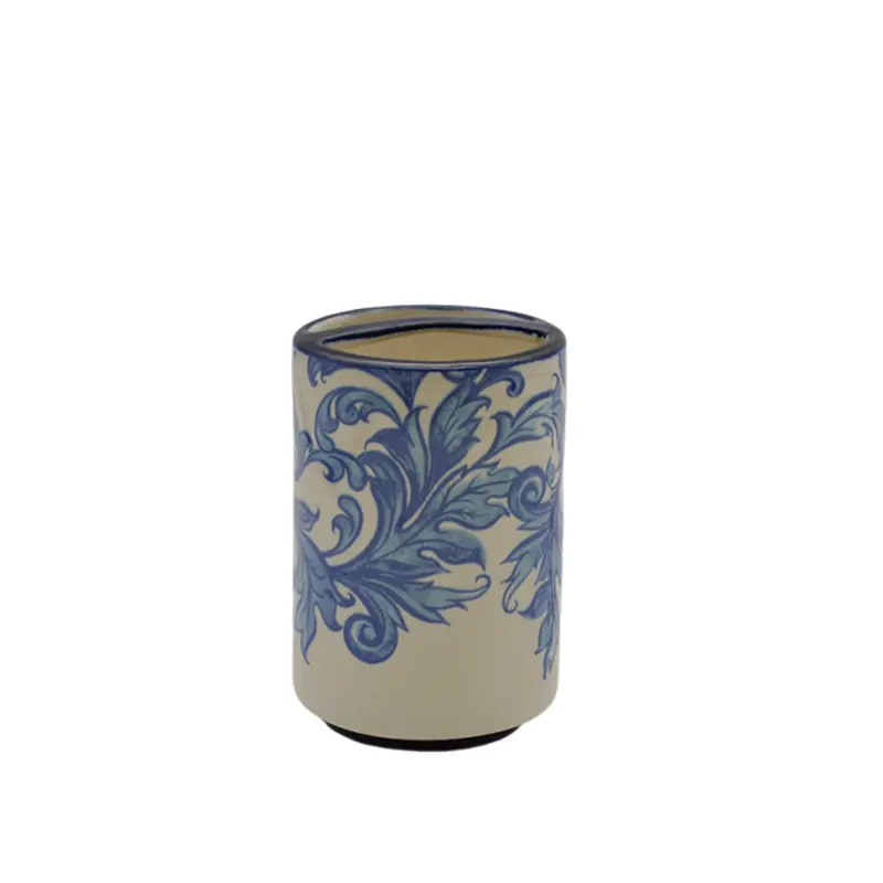 ODM Blue - White Scroll Pattern Stoneware Bathroom 5 - Piece Set Product, Products