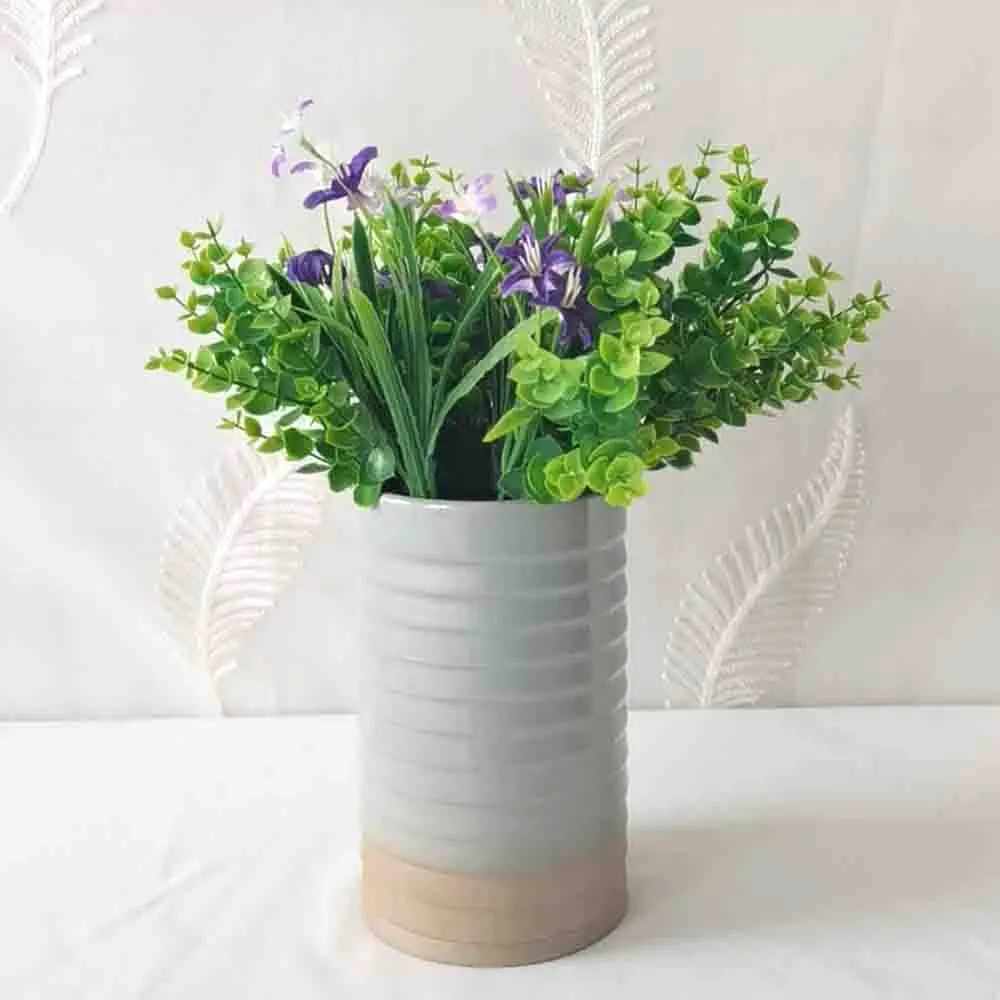 China Morandi Color Ribbed Two-Tone Stoneware Vase Factories, Exporter