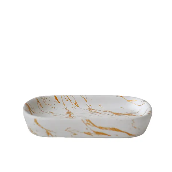 jiashun White & Gold Marble - Patterned Ceramic Bathroom 5 - Piece Set Factory, Product