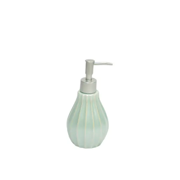 Cheap Light Mint Green Vertical-Ribbed Stoneware Bathroom Accessory Set Factory, Factories