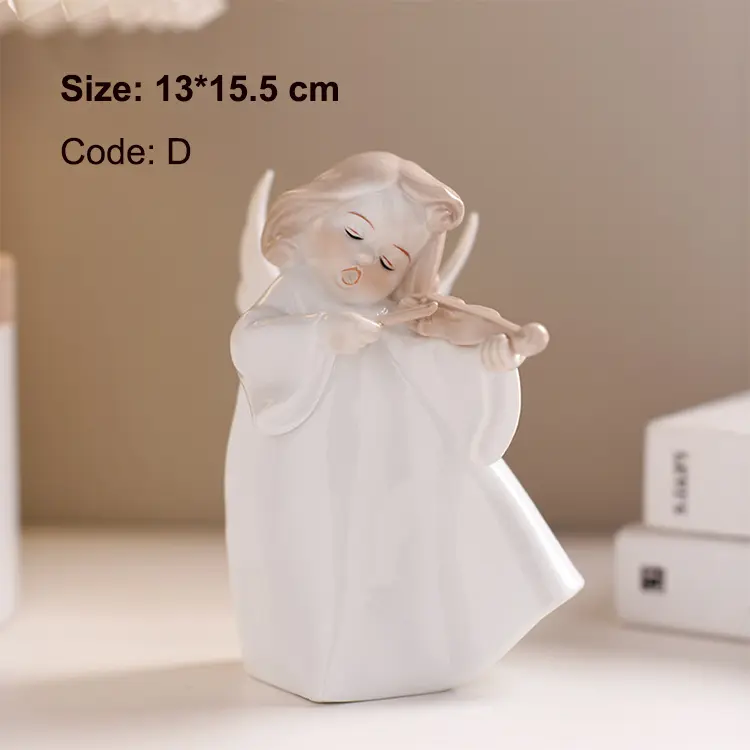 European-Style Holy Musician Angel Ceramic Figurine Set - D