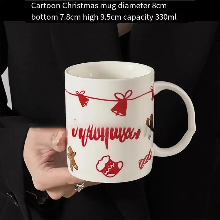 Red White Christmas Elements Hand-Painted Ceramic Mug